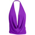 thumbnail image 2 of J. METHOD Women's Sleeveless Halter Neck Lightweight Low Cut Deep V Neck Sexy Draped Backless Top Blouse NEWT07 Purple S, 2 of 5