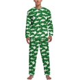 thumbnail image 3 of Pijama de tiburón con acuarela y estampado de arte pop para hombre, conjunto de pijama de manga larga, 2 piezas, estampado de primavera, regalo de cumpleaños, 3 of 5