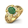 thumbnail image 2 of 8x6mm Oval Emerald 925 Sterling Silver Gold Vermeil Filigree Celtic Women Valentines Day Gifts Ring, 2 of 4