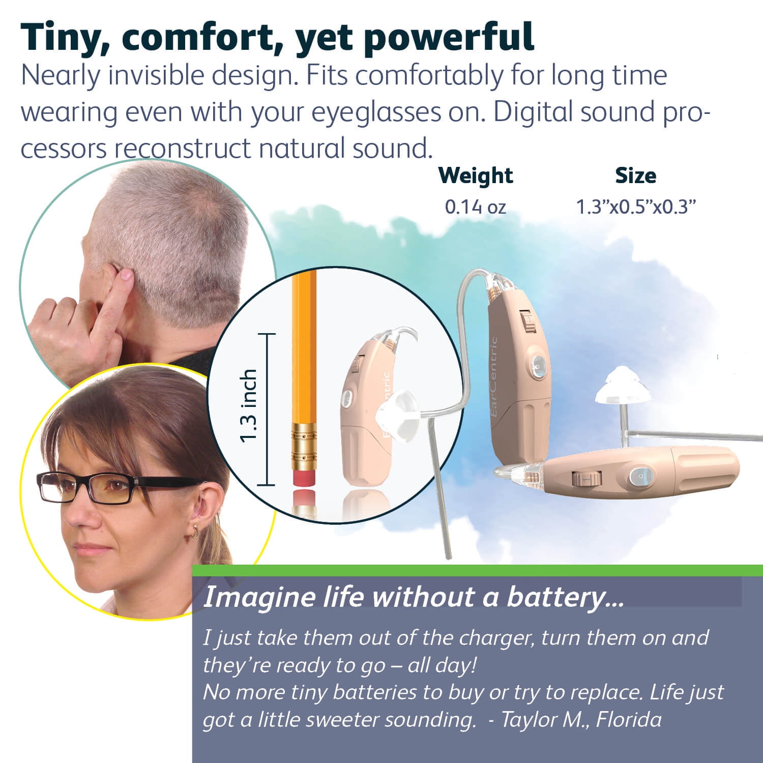 DX400 Rechargeable Hearing Amplifiers - low cost hearing ear assist senior Amplifier - Pair - FREE 2X replaceable battery modules