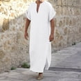 thumbnail image 1 of Men Kaftan Thobe Casual Long Sleeve Mens Summer Robes Button Down Collar Muslim Thobes Abaya, 1 of 4