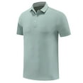thumbnail image 4 of YLSDY Men's Quick-Dry Active Button Collared Shirts Short Sleeve Performance for Golf Tennis Daily Casual Collared T-Shirt Army Green XXXL, 4 of 8