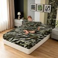 thumbnail image 4 of Manfei Rustic Camouflage Twin Fitted Sheet, Contemporary Art Camo Bedding, Olive Green, 2pcs, 1 Fitted Sheet and 1 Pillowcase, 4 of 6