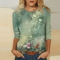 thumbnail image 2 of Dyegold 3/4 Sleeve Tops For Women Summer Round Neck Dressy Casual Vintage Floral Print Shirts Plus Size Trendy Blouses Tunic, 2 of 5
