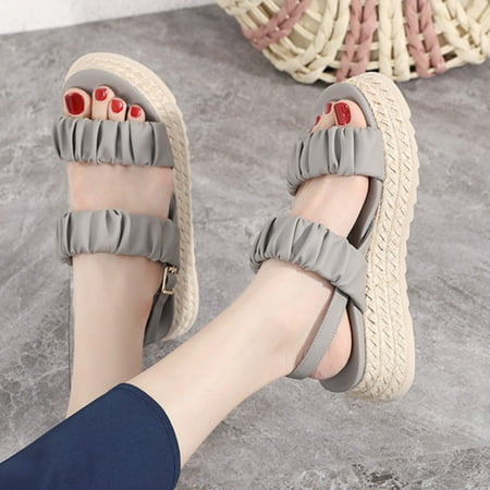 

Cathalem Platform Sandals for Women Size 9 New Summer Women Platform Sandals Fashion Outside T Strap Sandals Womens Size 12 Grey 6.5