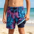 thumbnail image 2 of PRfgtbd Boys Swim Trunks With Compression Liner Graphic Print Swimming Shorts Kids Casual Bathing Suit Lightweight Summer Beach Shorts 11-12 Years, 2 of 4