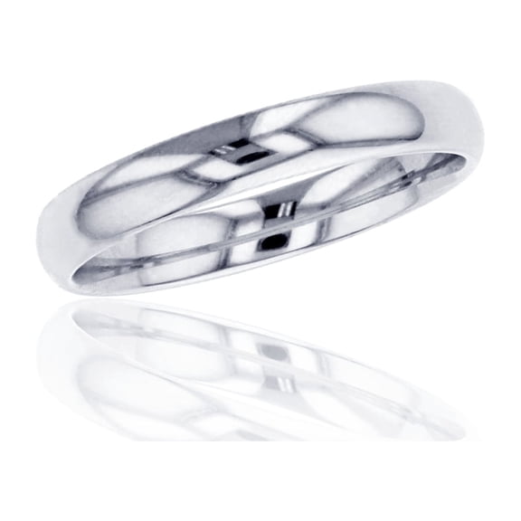 Decadence 10K White Gold 3mm Polished Plain Wedding Band, Size 10.5