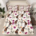 thumbnail image 2 of Manfei Western Horse Animal Twin Sheet Sets for Teen, Floral Flower Twin Fitted Sheet, Vintage Rustic Farmhouse Flat Sheet, Microfiber Bedroom Decor, 3pcs, 2 of 7