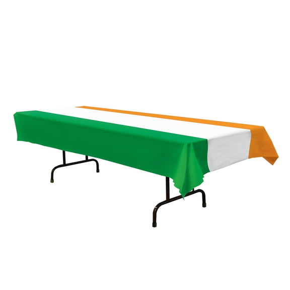 Club Pack of 12 Green and Orange Irish Rectangle Table Covers 54" x 108"