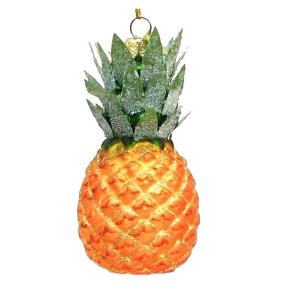 Hospitality Pineapple Glass Christmas Holiday Ornaments