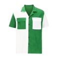 thumbnail image 3 of ALLLIST Green Spring Tops for Men 2024 Collared Short Sleeve Color Block Casual with Pocket Button T-Shirts Mens T-Shirts, 3 of 5