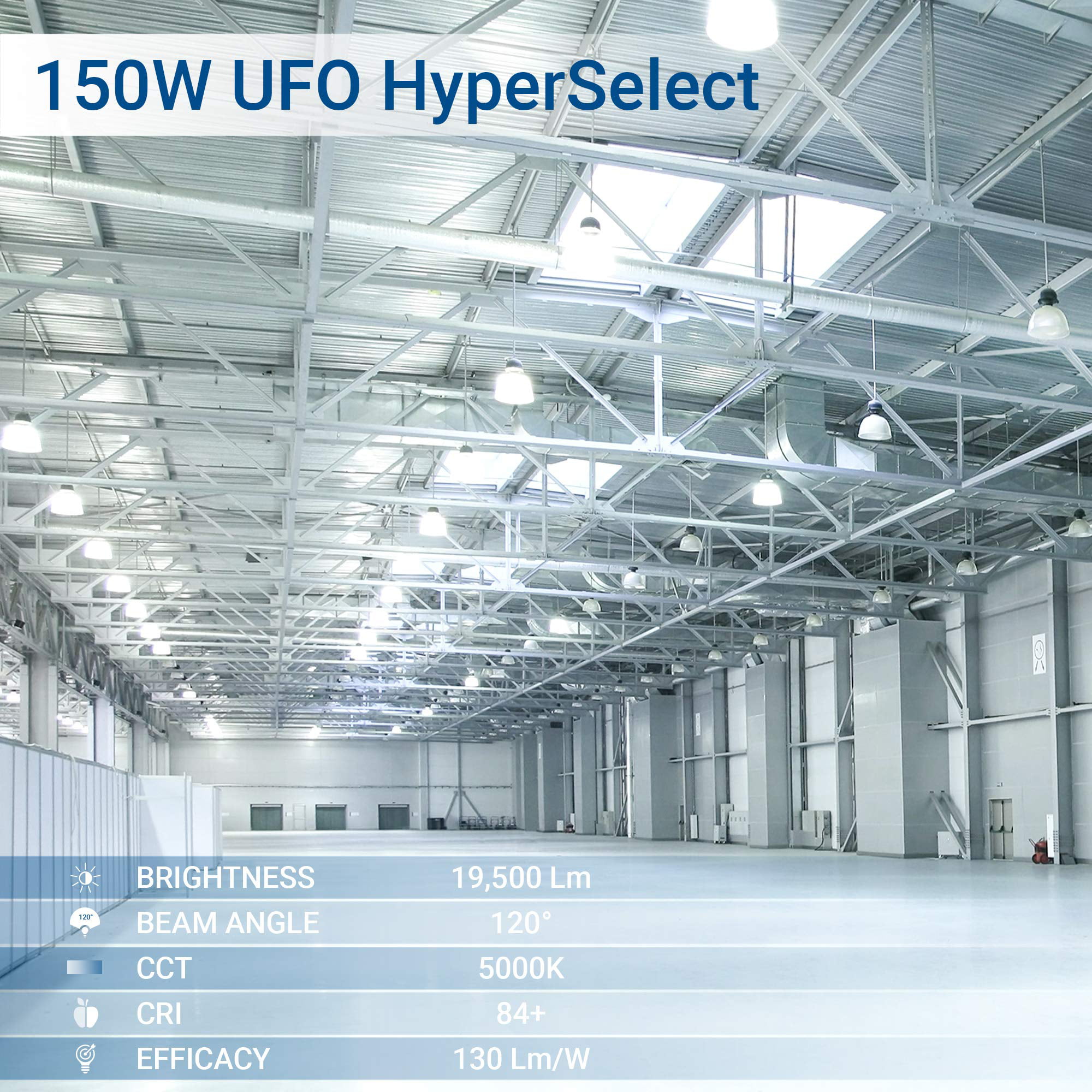 HyperSelect UFO High Bay LED Lighting Fixture Commercial Shop Light Frosted,
