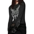 thumbnail image 2 of Graphic Tees for Women Teen Girls Aesthetic Grunge Gothic Clothes Y2k Shirt Knit Basic Long Sleeve Top Fall Black XS, 2 of 8