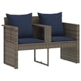thumbnail image 4 of vidaXL Garden Sofa with Cushion 8 pcs Grey and Navy Blue Poly Rattan, 4 of 6