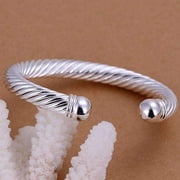 Swirling Silver Bold Bangle Cuff Bracelet For Woman
