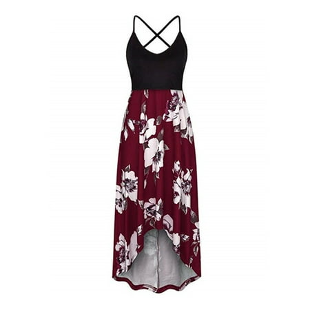 

Tapsier Womens Maternity Sleeveless Nursing Midi Dress Pregnant Floral Breastfeeding Sundress Wine Red
