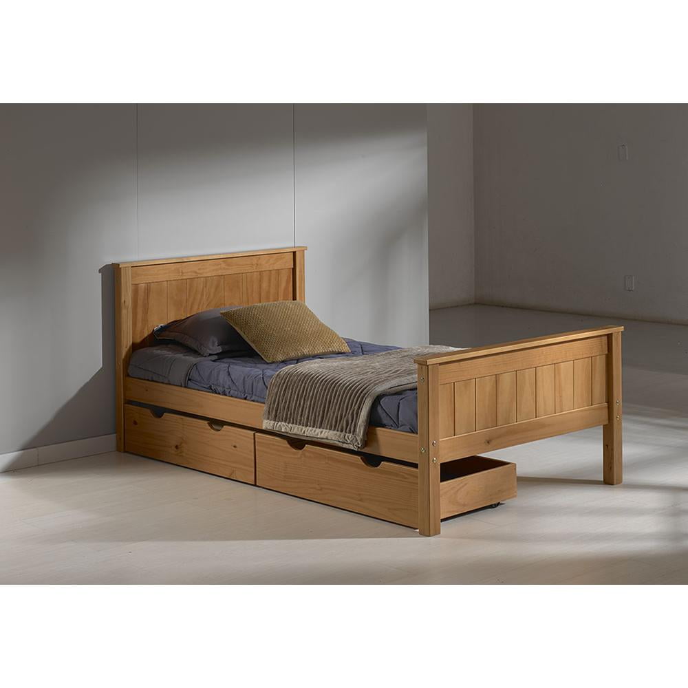Alaterre Furniture Harmony Twin Platform Bed, Brazilian Pine, Headboard, Footboard, Minimalist Design for Kids Room, Bed Only, Cinnamon