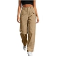 thumbnail image 5 of Nugftut Cargo Pants for Women High Waist Wide Leg Loose Casual Trouser with Pockets, 5 of 7
