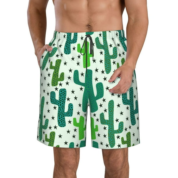 Fotbe Cactus 1 Trajes de Baño Estampados para Hombre, Shorts de Verano de Secado Rápido, Ropa de Playa, Bañadores-Large
