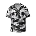 thumbnail image 5 of Picia Psychedelic Skull Illusion Art Men's Linen Shirts Short Sleeve Cuban Beach Shirts Casual Shirts Button Down Shirt for Men Beach Summer Wedding Shirt-4X-Large, 5 of 7