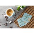 thumbnail image 3 of Letter S Initial Monogram - Blue Dots Foam Coaster Set of 4, 3 of 3