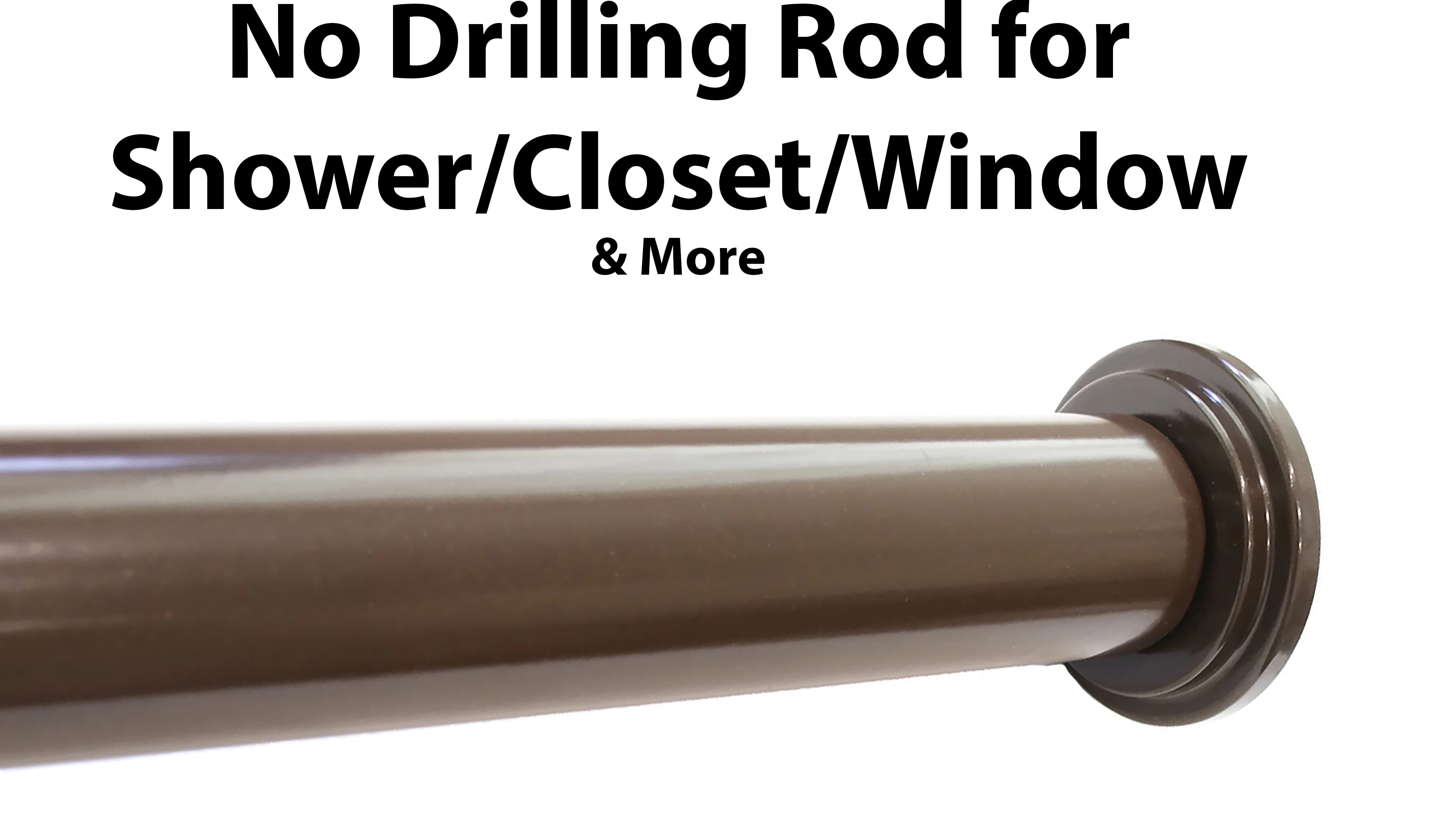 1" No Drilling Shower Closet Window Tension Rod, Heavy Duty, 24"42