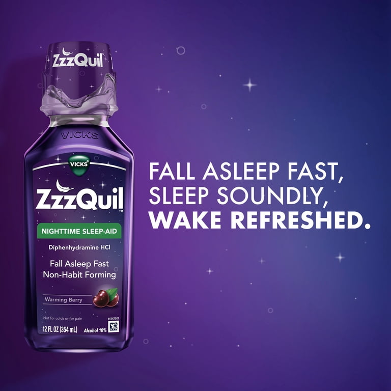 ZzzQuil Liquid Sleep Aid, Diphenhydramine 50mg HCl, Warming Berry