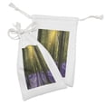thumbnail image 2 of Woodland Fabric Pouch Set of 2, Sunbeams in the Forest of Bluebells Blooms Deep in Woodland Oxfordshire, Drawstring Bag for Toiletries Masks and Favors, 9" x 6", Violet Green Yellow, by Ambesonne, 2 of 2