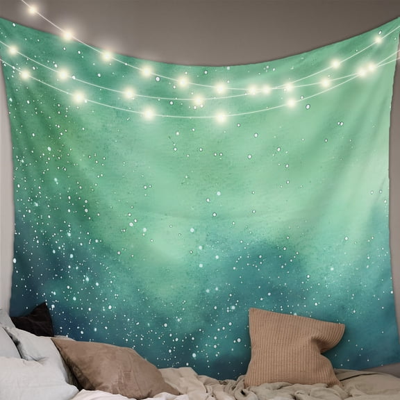 Teal Blue Starry Sky Tapestry for Bedroom Wall Hanging Tapestry, Modern Retro Glow Star Night Ceiling Backdrop Tapestries Poster Blanket Wall Decor for Teens Room Living Room Dorm 59" x 79"