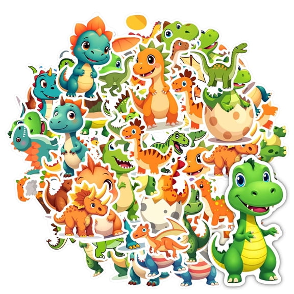 35pcs-50pcs Cute Dinosaur Stickers Funny Kids Stickers Cartoon Sticker Pack for Phone Laptop Suitcase