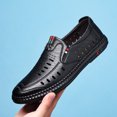 thumbnail image 3 of XIHAHA-zapatos de cuero de microfibra para hombre, zapatillas masculinas de punta estrecha, suaves, transpirables, con agujeros, a la moda, de verano, 3 of 5