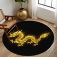 thumbnail image 2 of Round Rug 6Ft Washable Non-Slip, Dragon Flames Circle Area Rugs for Living Room Bedroom, Yellow Dragons Abstract Modern Art Indoor Floor Mats Carpet Runner for Home Decor Aesthetic, 2 of 8