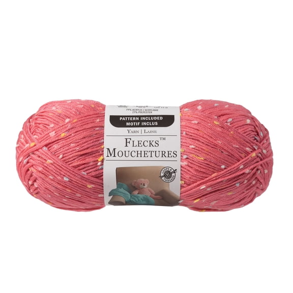 Flecks Yarn by Loops & Threads - Yarn for Knitting - Crochet - Weaving - and Arts & Crafts - Pink - Acrylic Blend - 6.53 oz
