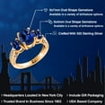 thumbnail image 2 of Gem Stone King 18K Yellow Gold Plated Silver Blue Created Sapphire 3-Stone Ring for Women (3.51 Cttw, Oval 9X7MM and 6X4MM,  Available 5,6,7,8,9), 2 of 6