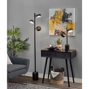 Adesso Bryant 20.75 2-Light Modern Dimmable Black Marble LED Table Lamp with Black Shades