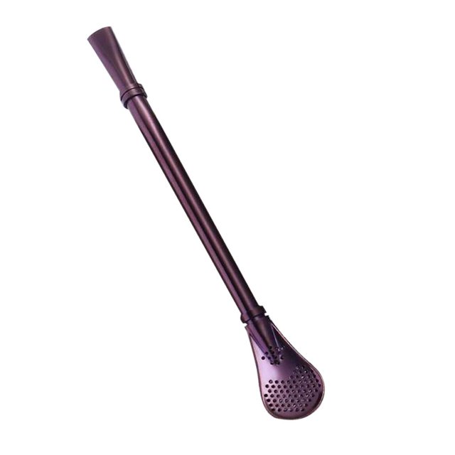 s de de Acero Inoxidable, Colador de Filtro de Té, s Reutilizables para Beber, Colador Largo para Bar, Agitador de de Púrpura Baoblaze Cuchara de paja occidental