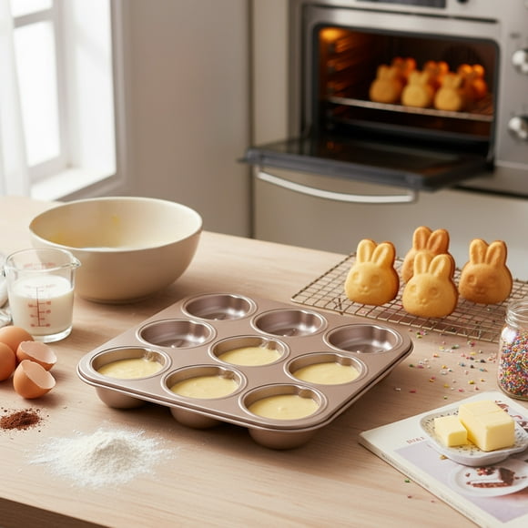 LSLJS Carbon Steel Non Stick 9-piece Cake Thickened Cake Baking Tray Shaped Oven Baking