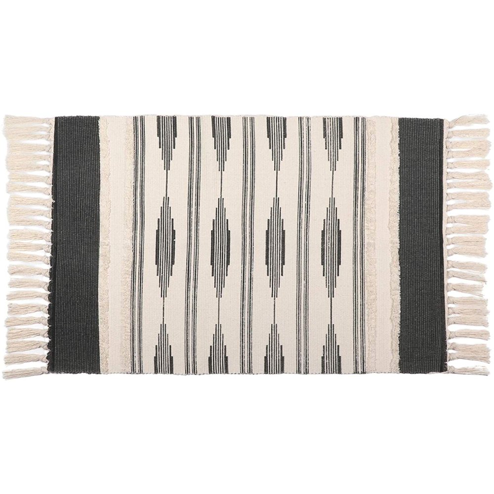 Cotton Boho Rug Bohemian Mat with Tassels for Bathroom Bedroom Kitchen