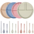 thumbnail image 2 of 4Pcs Divided Dinner Plates Set with Tableware 3 Compartment Unbreakable Portion Control Dinner Diet Plates Reusable Lightweight Divided Dish Set Stackable Divider Plates Microwave Safe fo, 2 of 11