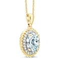 thumbnail image 3 of Gem Stone King 14K Yellow Gold Pendant 1.25 Ct Oval Sky Blue Aquamarine White Diamond, 3 of 5