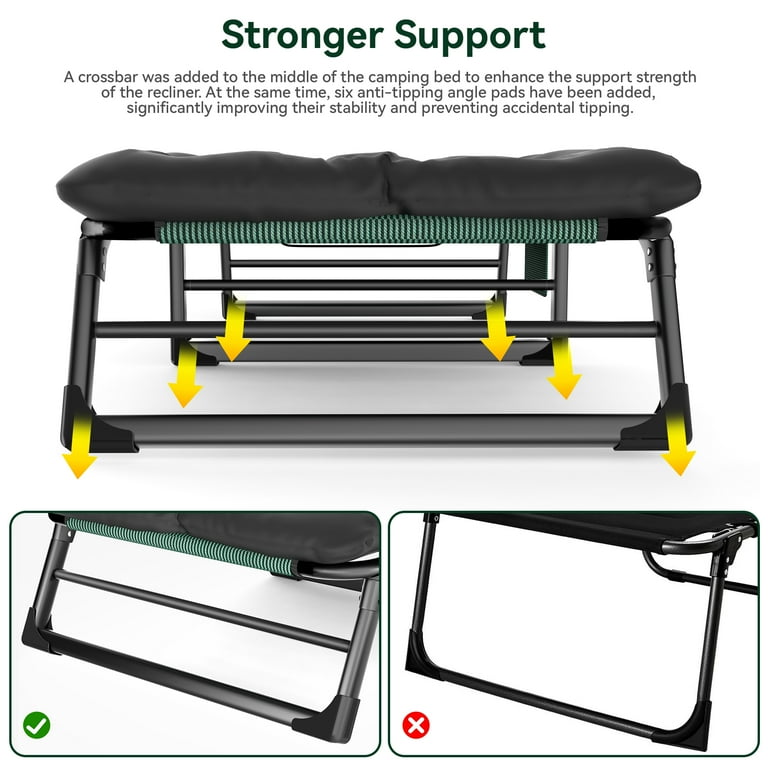 VECUKTY Oversized 33.5in 3-in-1 Camp Cot, 4-Position