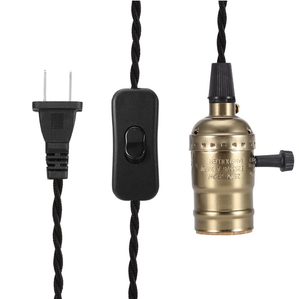 Base de luz con Interruptor de Cabeza de línea, E27 E26 Lámpara de Tornillo Base de Soporte de Bombilla Ara?a Cable Cable Enchufe de Estados Unidos 110 V (sin Fuente de luz)(Bronce) de bombilla