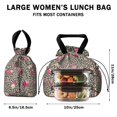 thumbnail image 5 of Pioneer Flower Floral Print Pattern Drawstring Lunch Bag Women - Drawstring Lunch Bag Insulated for Work Office - Stain-Resistant Large Lunchbags for Women with Multi-Pockets, 5 of 6
