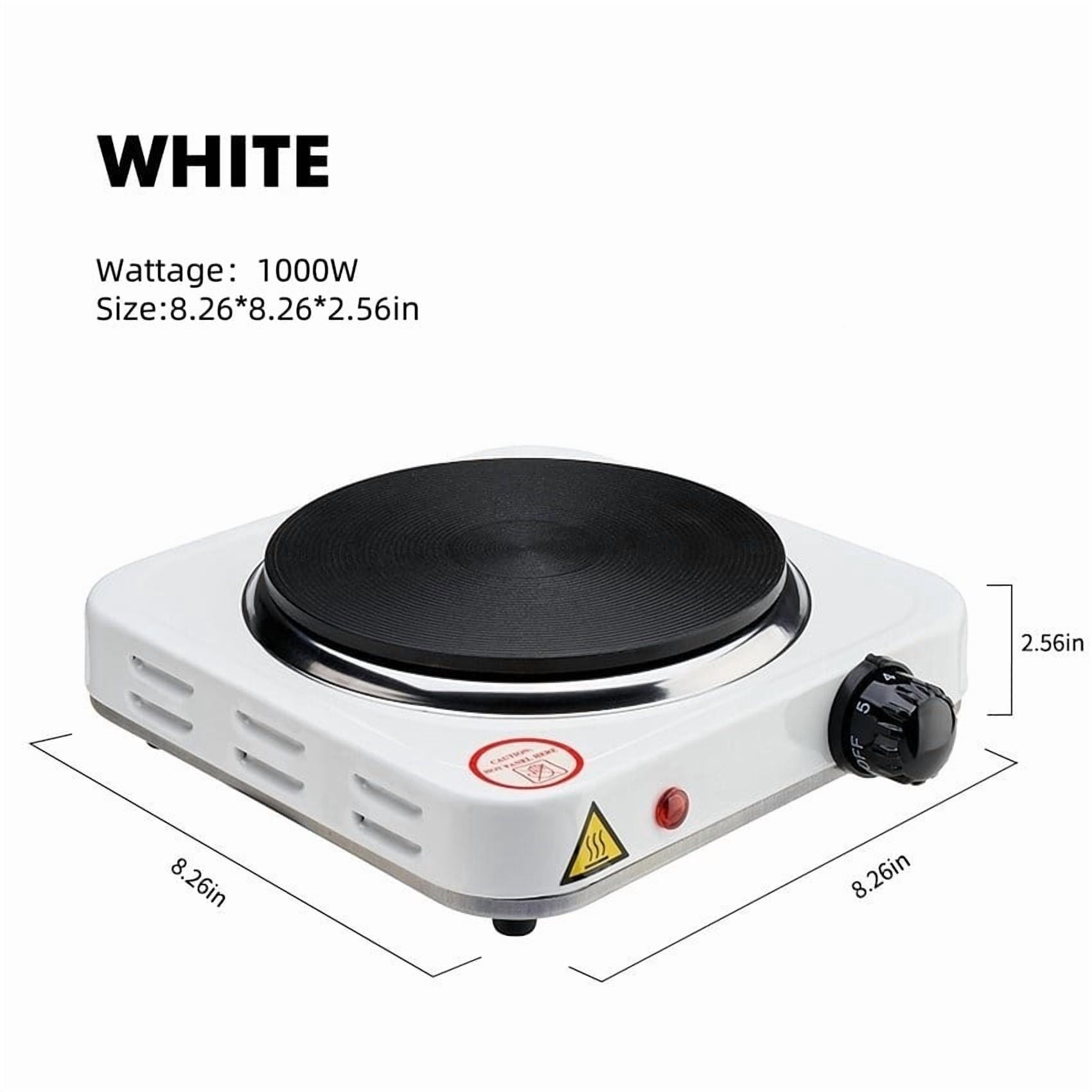 Electric Hot Plate, 1000W Countertop Burner,Cast Iron Single Burner ,Portable Electric Stove, Portable Single Burner for Cooking,Easy to Clean, White.