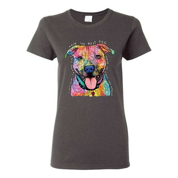 Dean Russo Best Dog Dog Lover Womens Graphic T-Shirt, Charcoal, Medium