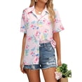 thumbnail image 4 of NFTOEIULA Women Hawaiian Floral Print Oversized Short Sleeve Shirt T-shirt, 4 of 9