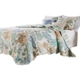thumbnail image 2 of Benjara Wade 3pc King Size Quilt Set- Sham- Jade Blue Coastal Microfiber Cotton, 2 of 6