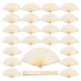 thumbnail image 1 of Abanico de mano, papel blanco, bambú, plegable, 60 unidades, 1 of 7