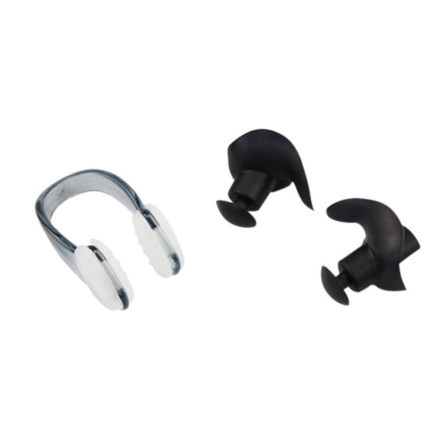 Tapones para los oídos de natación de silicona suave Juego de pinzas para la nariz Tapones para los oídos insonorizados (negro) Ndcxsfigh Para Estrenar