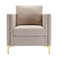 thumbnail image 3 of Modern Linen Armchair, Upholstered Tufted Button Accent Chair Club Chair with Steel Legs, Comfy Single Sofa Chair with Wide Padded Seat and 1 Pillow, Lounge Chair for Living Room Bedroom Office, 3 of 7
